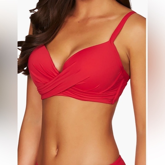 Sea Level Cross Front Red Bikini Top Size 8 - Picture 2 of 12